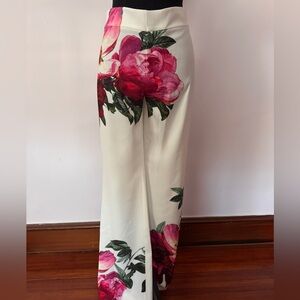 Alice + Olivia Express Bloom off White Wide-Leg Pants